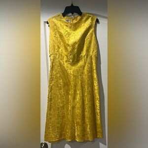 Vintage Vogue Couturier design Yellow Brocade Dress